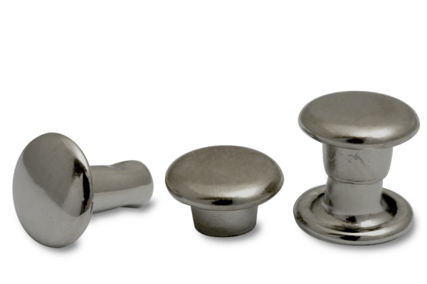 Dubbele holle klinknagels, kopdiameter 6 mm, gesloten voet, zwart geanodiseerd