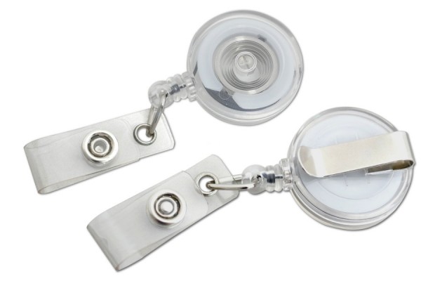 Badgejojo's met riemclip, kunststof lipje, transparant