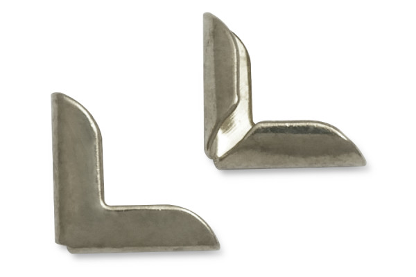 Boekhoeken, vernikkeld, 10 mm zijlengte, 1,5 mm bevestiging