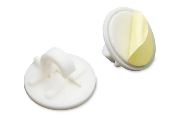 Pennenhouders / cliphaak van kunststof, zelfklevend, 20 mm Ø, wit